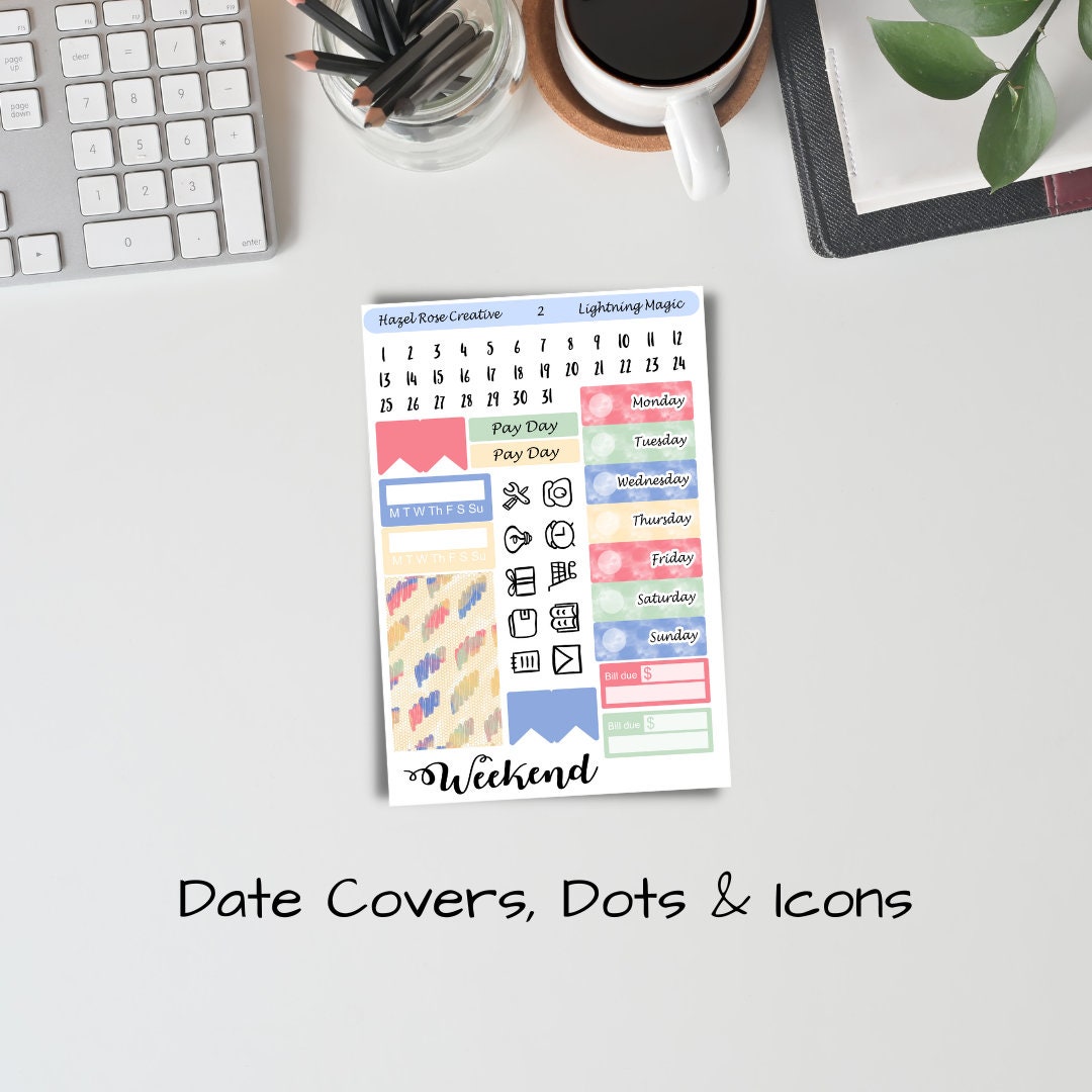 Vertical Weekly Sticker Kit - Lightning & Roses