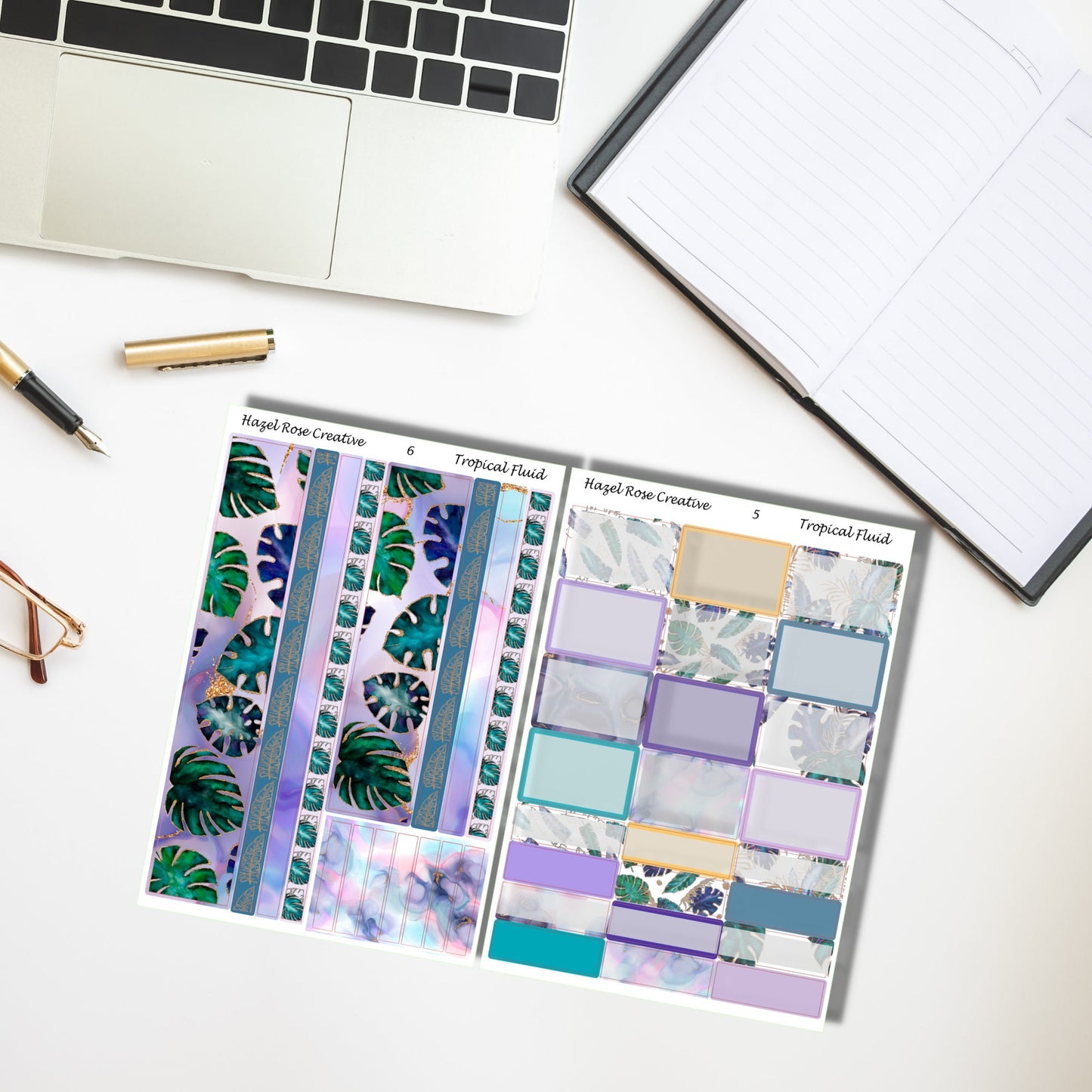 Vertical Weekly Sticker Kit - Tropical Fluid
