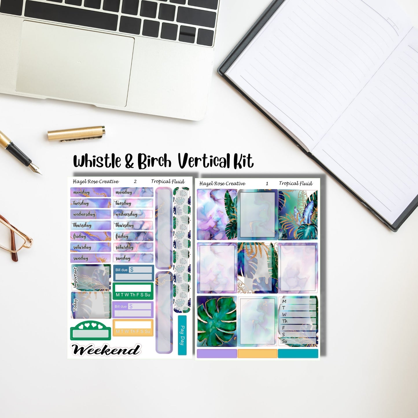 Vertical Weekly Sticker Kit - Tropical Fluid