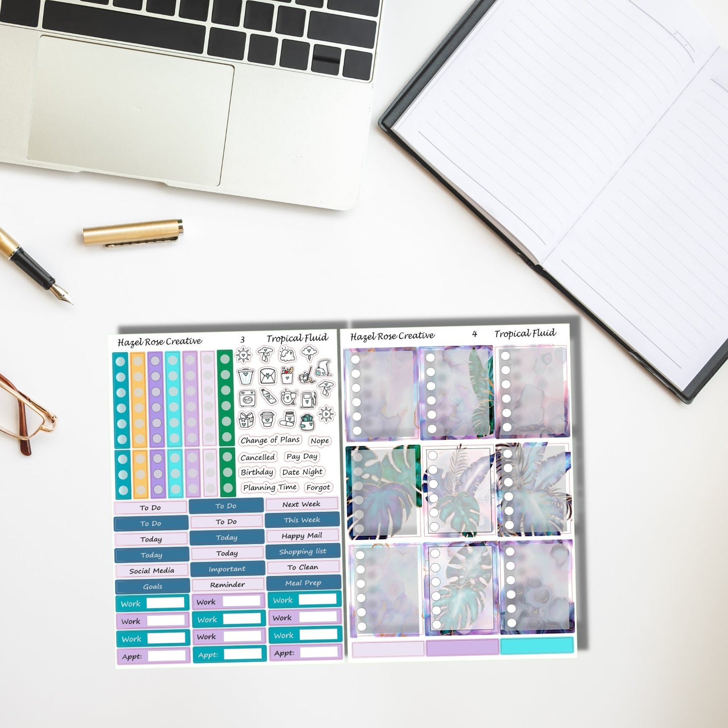 Vertical Weekly Sticker Kit - Tropical Fluid