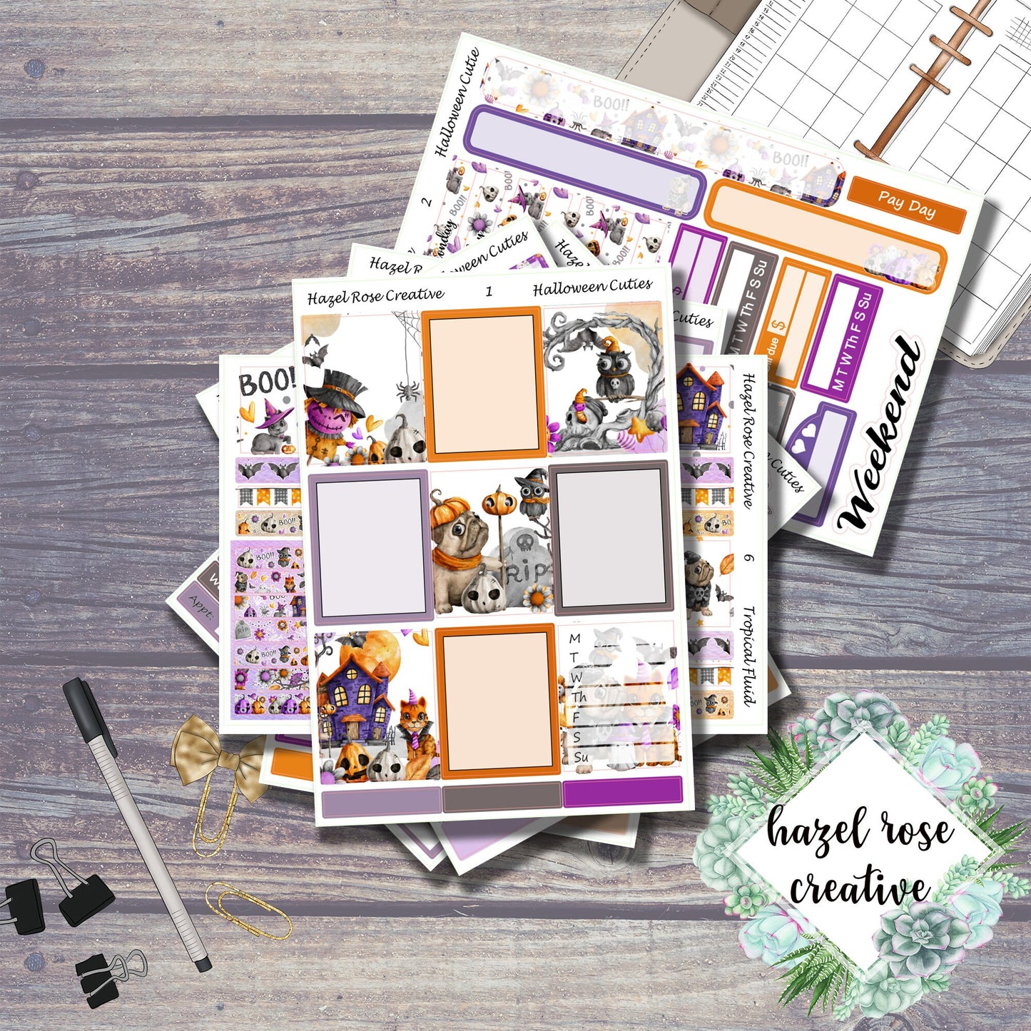 Vertical Weekly Sticker Kit - Halloween Cuties