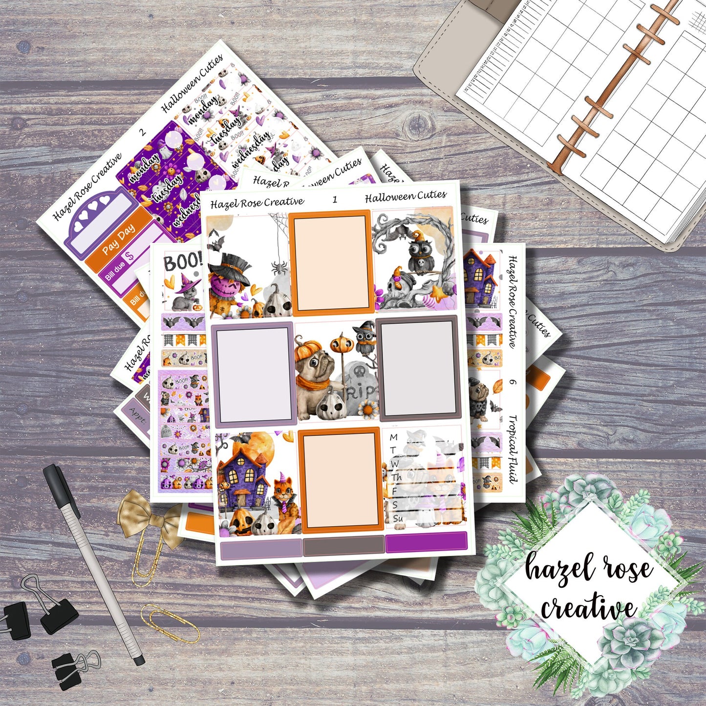 Vertical Weekly Sticker Kit - Halloween Cuties
