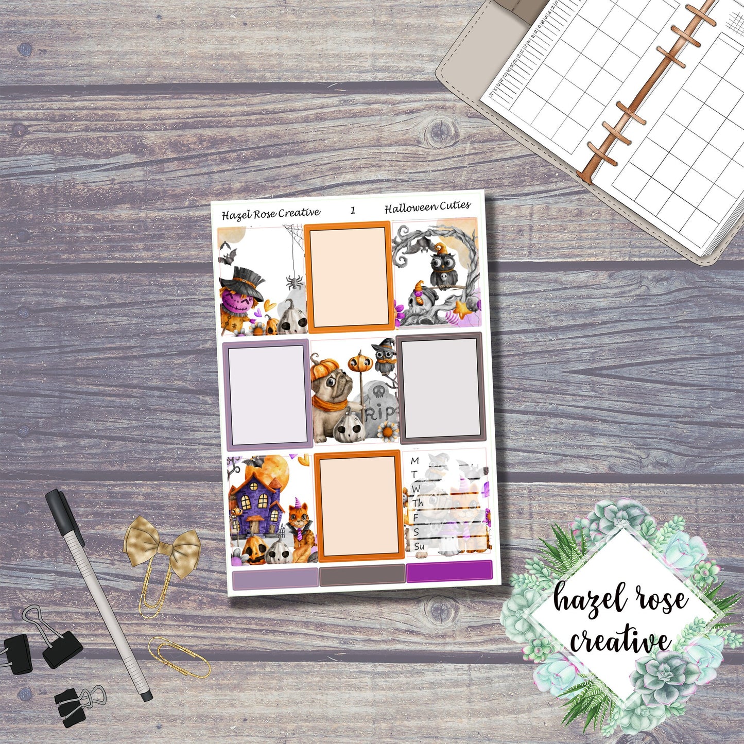 Vertical Weekly Sticker Kit - Halloween Cuties