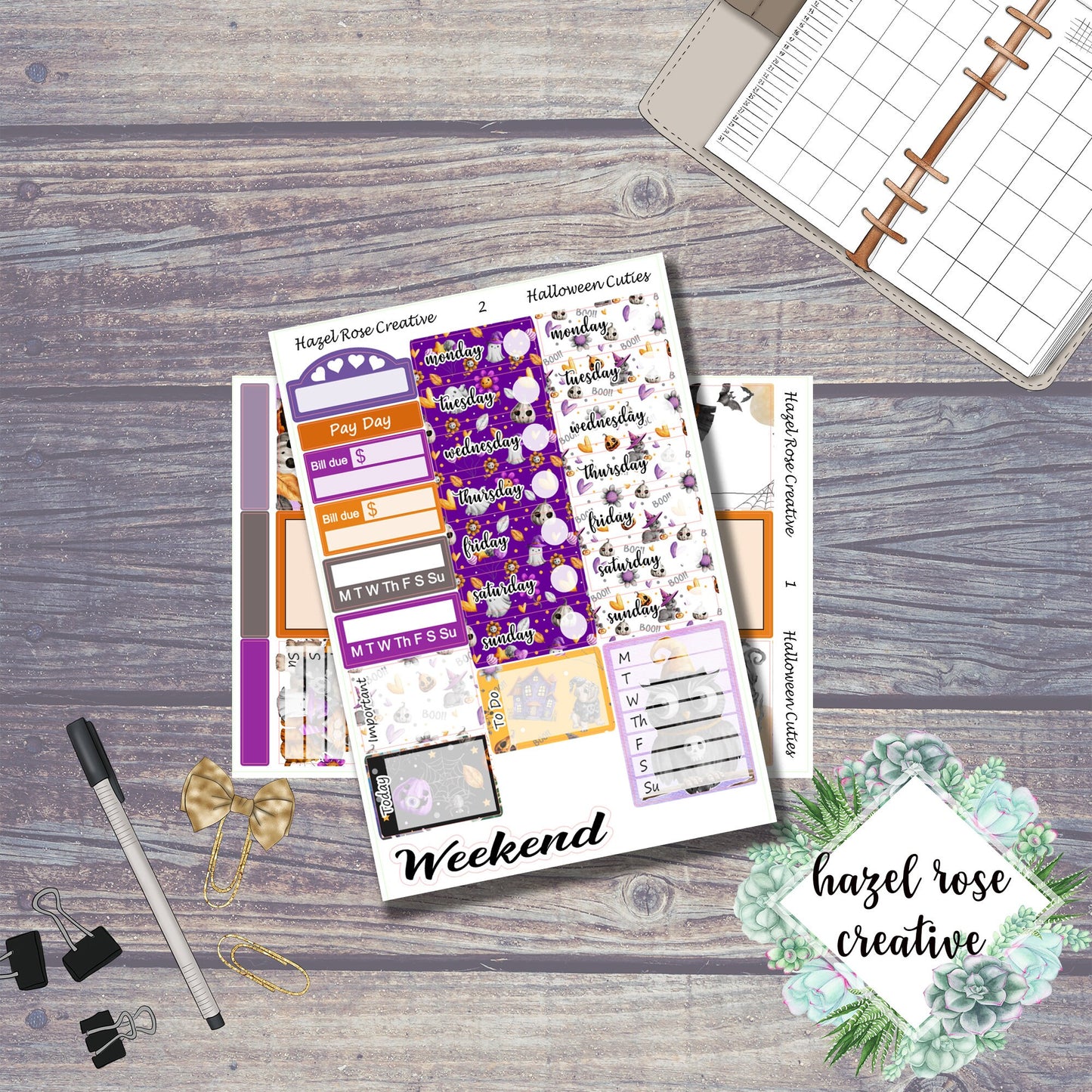 Vertical Weekly Sticker Kit - Halloween Cuties