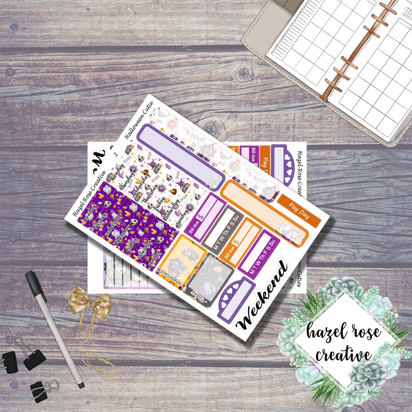 Vertical Weekly Sticker Kit - Halloween Cuties