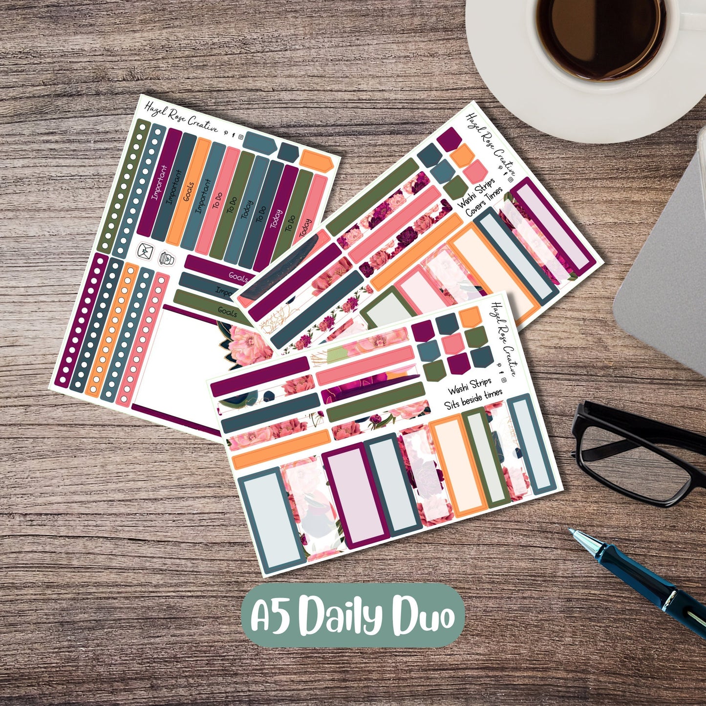 Daily Duo A5 Weekly Kit - Peonies
