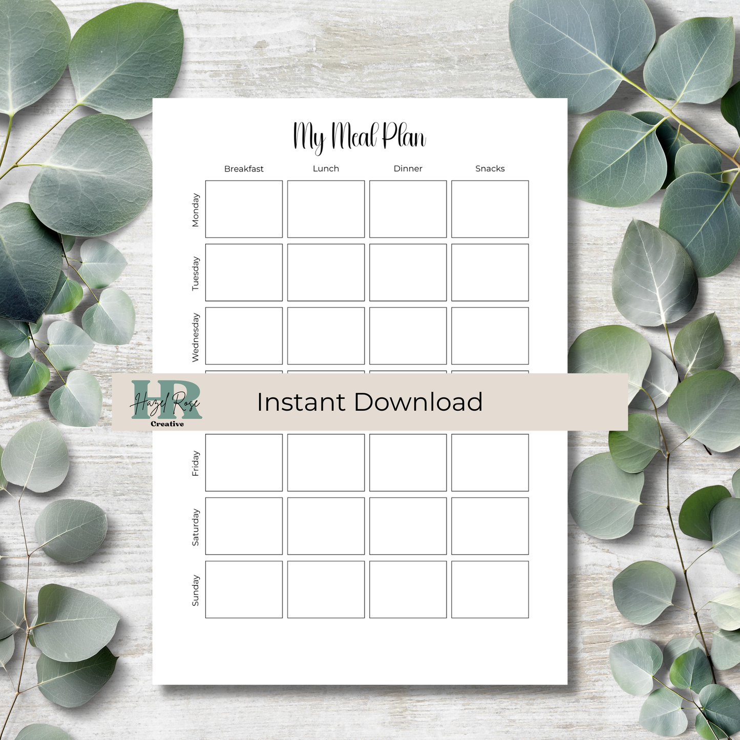 Printable Weekly Meal Planner, Meal Tracker, Printable Journal Page, Food Diary, Food Log, A4, A5, Happy Planner and Happy Planner Mini size