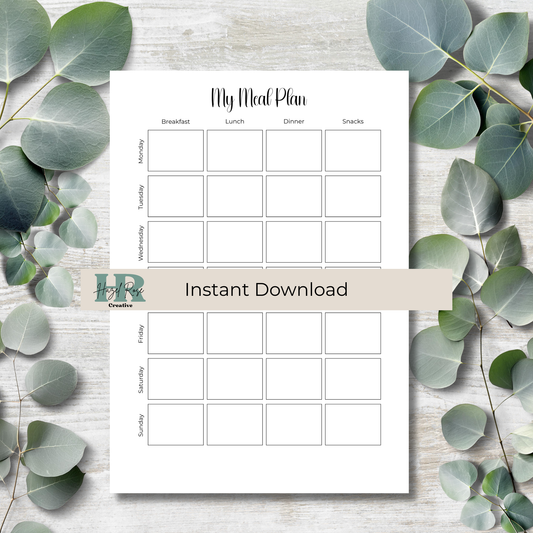 Printable Weekly Meal Planner, Meal Tracker, Printable Journal Page, Food Diary, Food Log, A4, A5, Happy Planner and Happy Planner Mini size