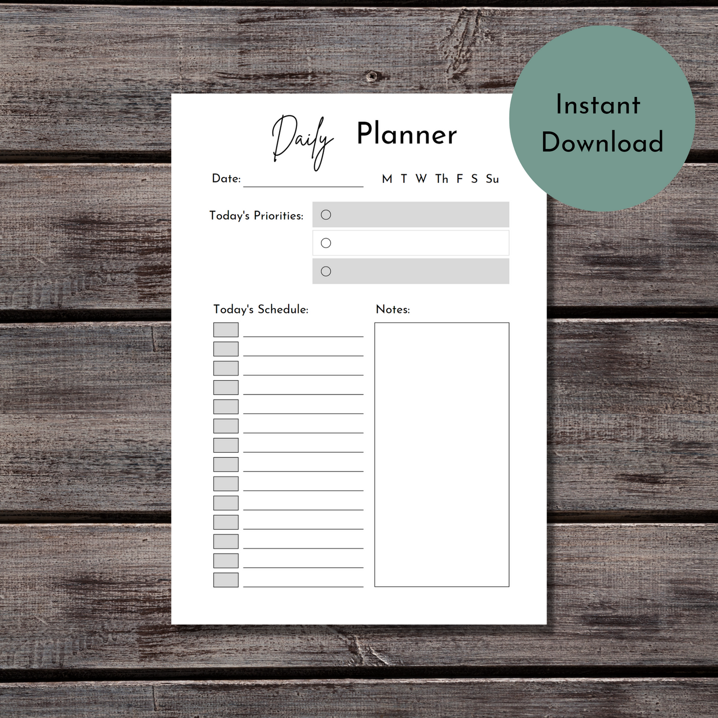 Printable Daily planner - Digital Planner - Goodnotes planner - Planner Inserts - A4 - A5 - Mini Happy Planner - B6