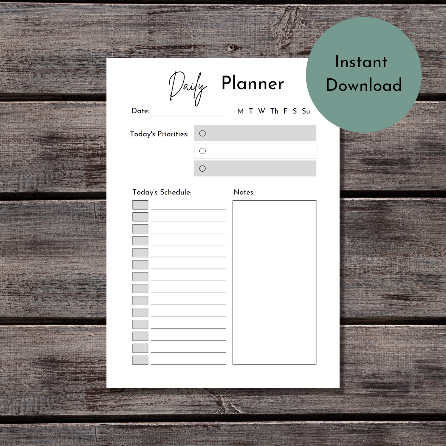Printable Daily planner - Digital Planner - Goodnotes planner - Planner Inserts - A4 - A5 - Mini Happy Planner - B6