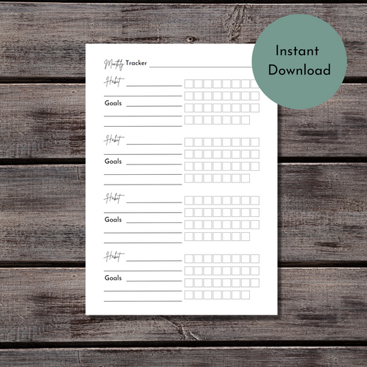 Printable Large habit tracker page - Digital Planner - Goodnotes planner - Planner Inserts - A4 - A5 - Mini Happy Planner - B6