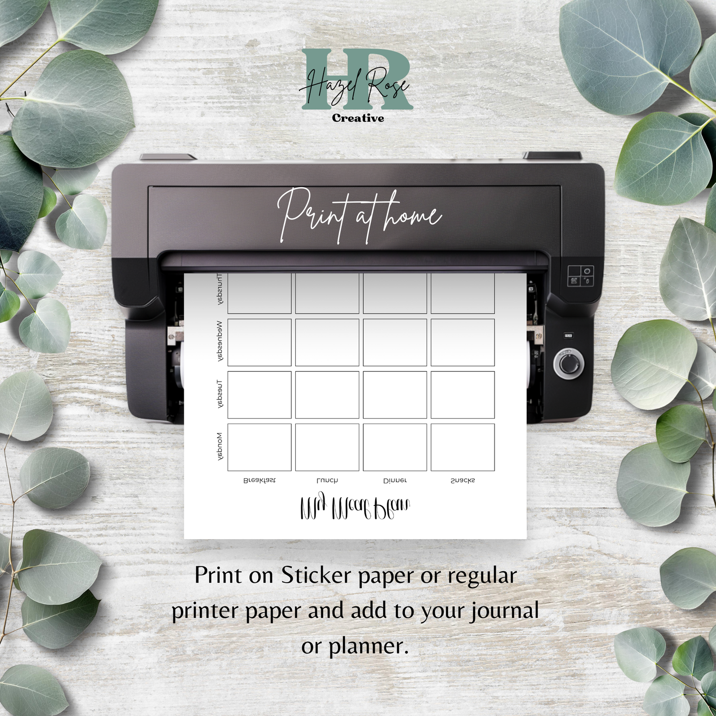 Printable Weekly Meal Planner, Meal Tracker, Printable Journal Page, Food Diary, Food Log, A4, A5, Happy Planner and Happy Planner Mini size