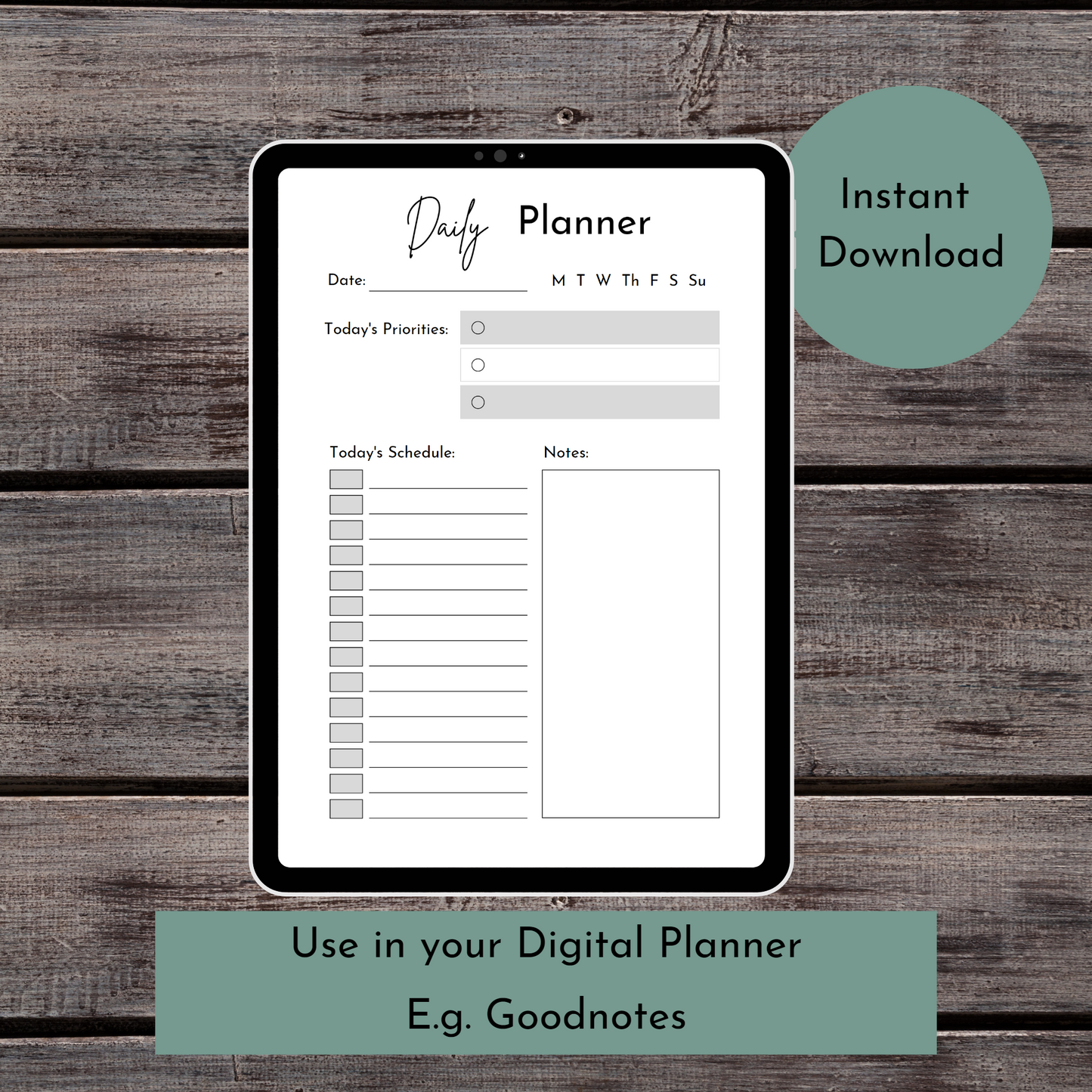 Printable Daily planner - Digital Planner - Goodnotes planner - Planner Inserts - A4 - A5 - Mini Happy Planner - B6