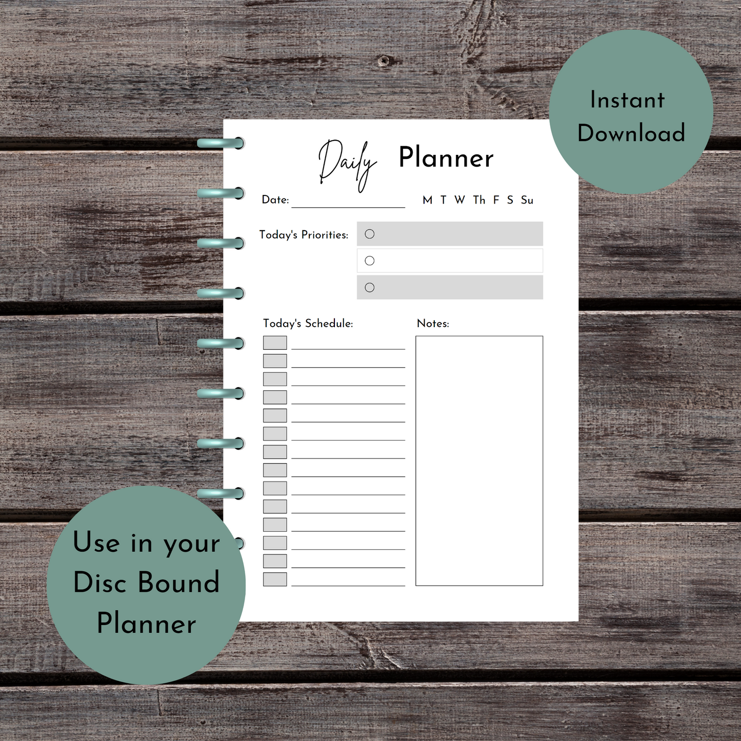 Printable Daily planner - Digital Planner - Goodnotes planner - Planner Inserts - A4 - A5 - Mini Happy Planner - B6
