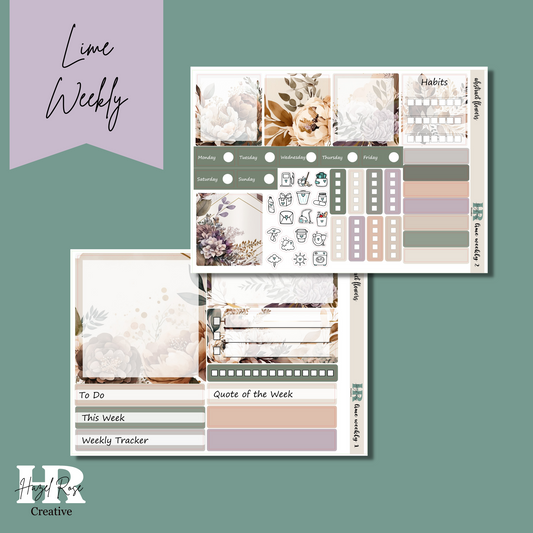 Lime Weekly Kit - Abstract Flowers