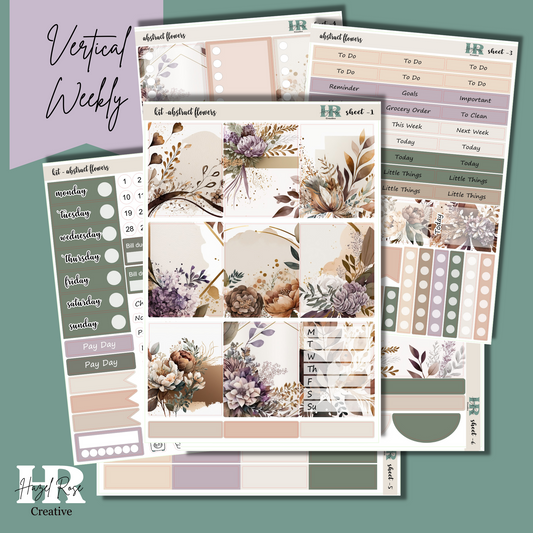 Vertical Weekly Sticker Kit - Abstract Flowers