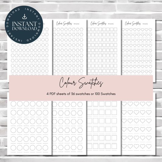 Blank Colour Swatch pages, printable, print at home
