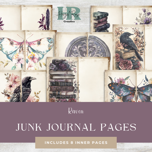 Raven Junk Journal Digital Paper, Digital Journal Pages, Printable Ephemera, Paper Craft, Collage Sheet 11 x 8.5 (Copy)