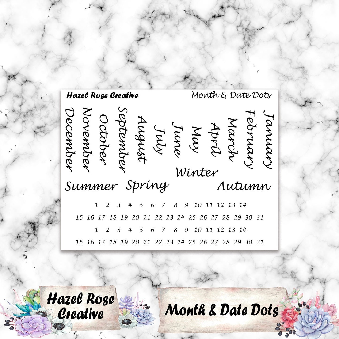 Functional Stickers - 12 Month and Date Dots