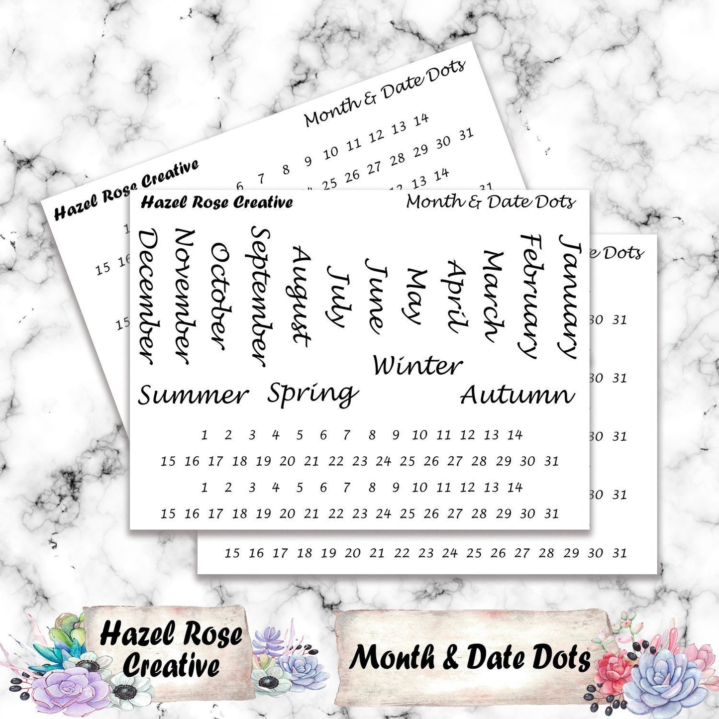 Functional Stickers - 12 Month and Date Dots