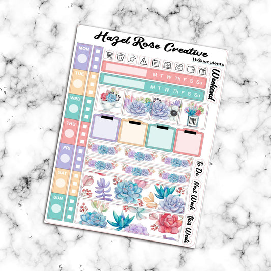 Hobo Weeks Weekly Sticker Kit - Succulents