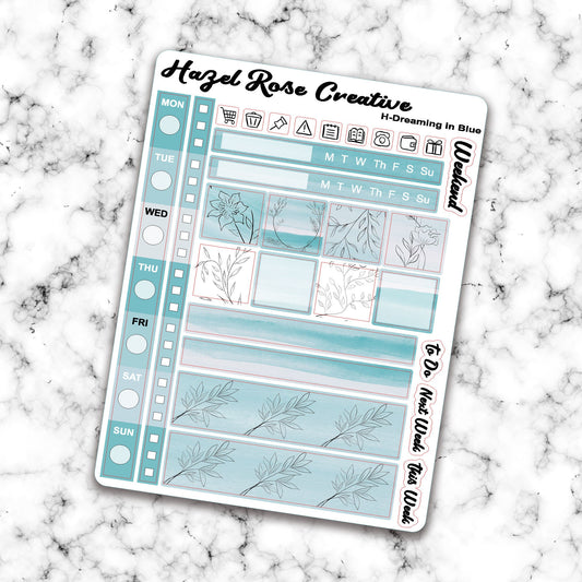 Hobo Weeks Weekly Sticker Kit - Dreaming in Blue
