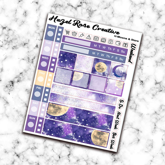 Hobo Weeks Weekly Sticker Kit - Moons & stars