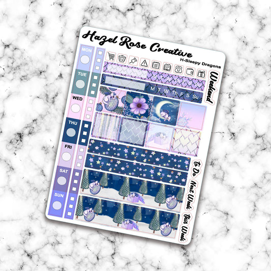 Hobo Weeks Weekly Sticker Kit - Sleepy Dragons