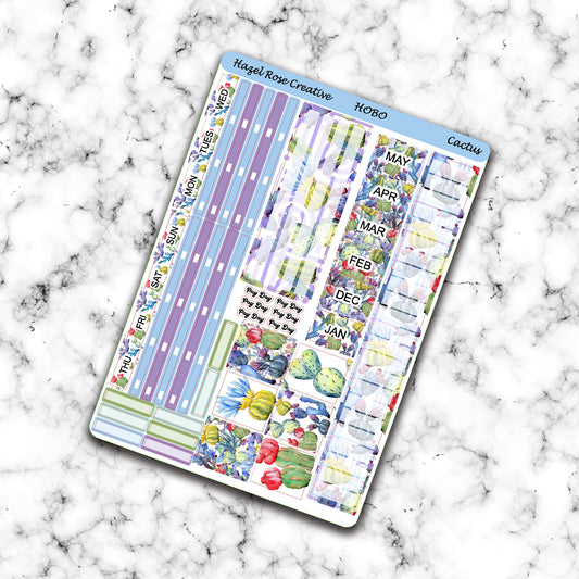 Hobo Weeks Monthly View Sticker Kit - Cactus