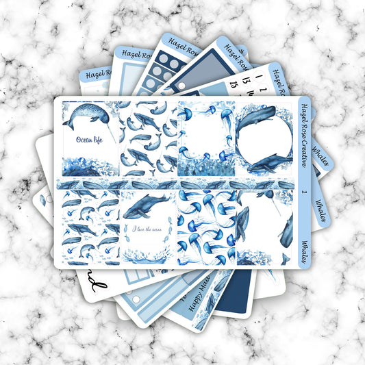 Vertical Weekly Sticker Kit  - Whales