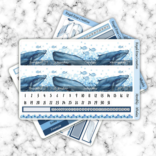 Monthly View Sticker Kit - Whales