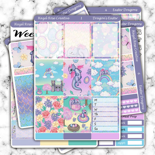 Vertical Weekly Sticker Kit  - Easter Dragon