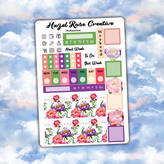 Hobo Weeks Weekly Sticker Kit - Bright Peonies