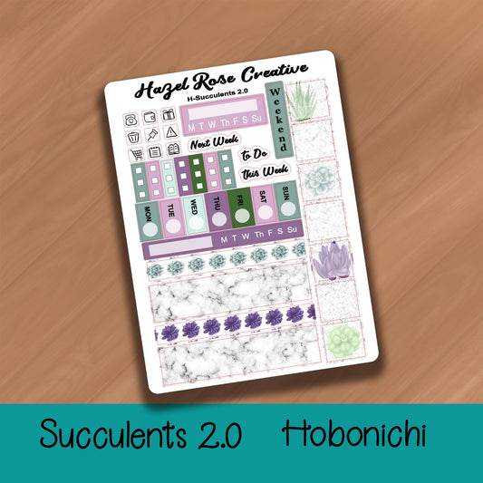 Hobo Weeks Weekly Sticker Kit - Succulents 2.0