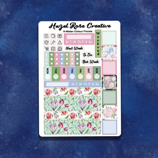 Hobo Weeks Weekly Sticker Kit - Water Colour Flowers