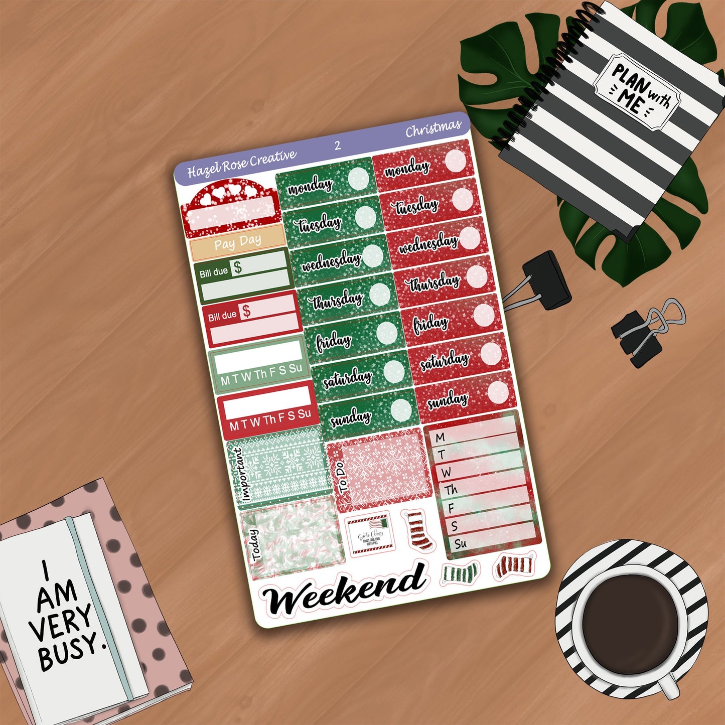 Vertical Weekly Sticker Kit- Christmas