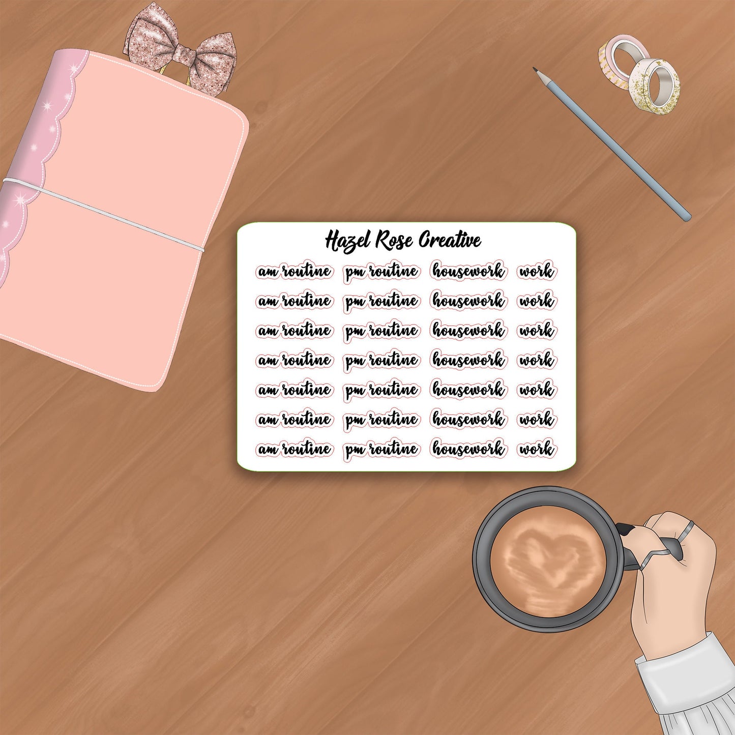 Functional Stickers - Am routine / Pm routine / housework / work