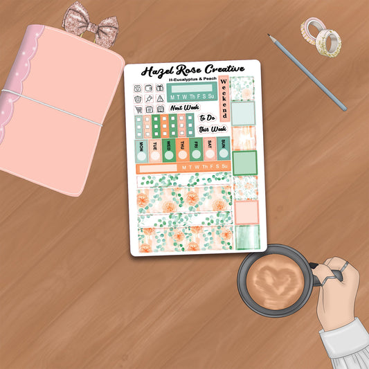 Hobo Weeks Weekly Sticker Kit - Eucalyptus & Peach