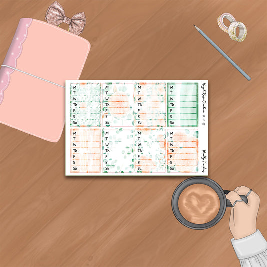 Functional Stickers - Weekly Trackers - Eucalyptus & Peach
