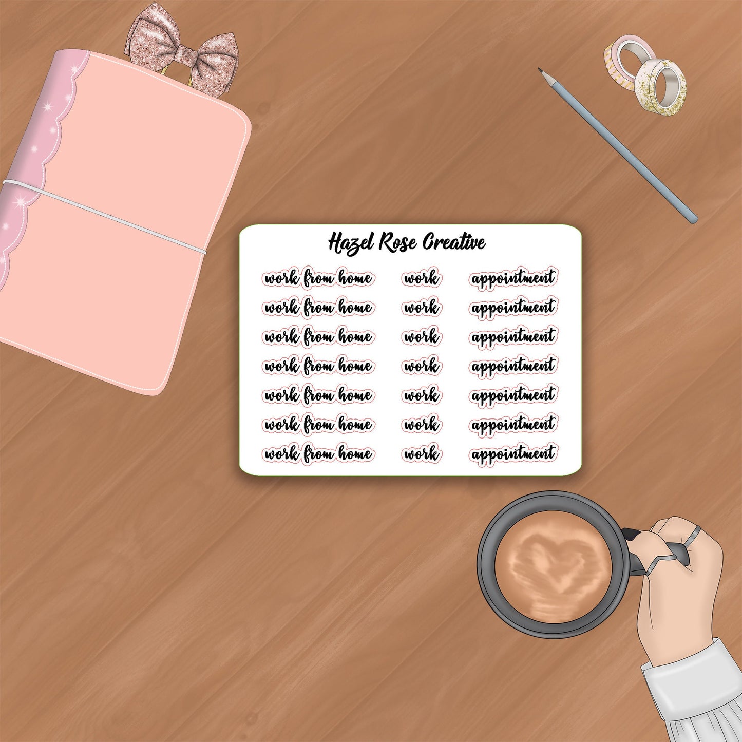 Functional Stickers - work from home /  work / appointment