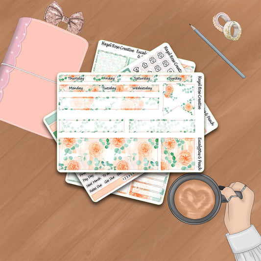 Monthly View Sticker Kit Whistle & Birch Planner- Eucalyptus and Peach