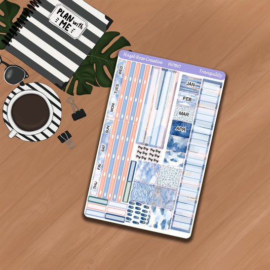 Hobo Weeks Monthly View Sticker Kit - Tranquillity