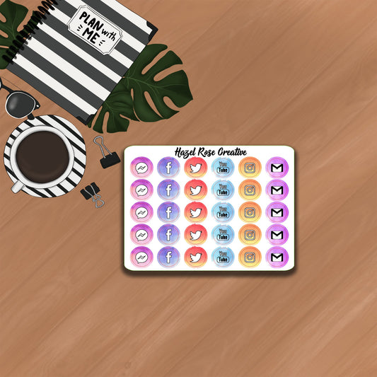 Functional Stickers - Social Media watercolour Icons