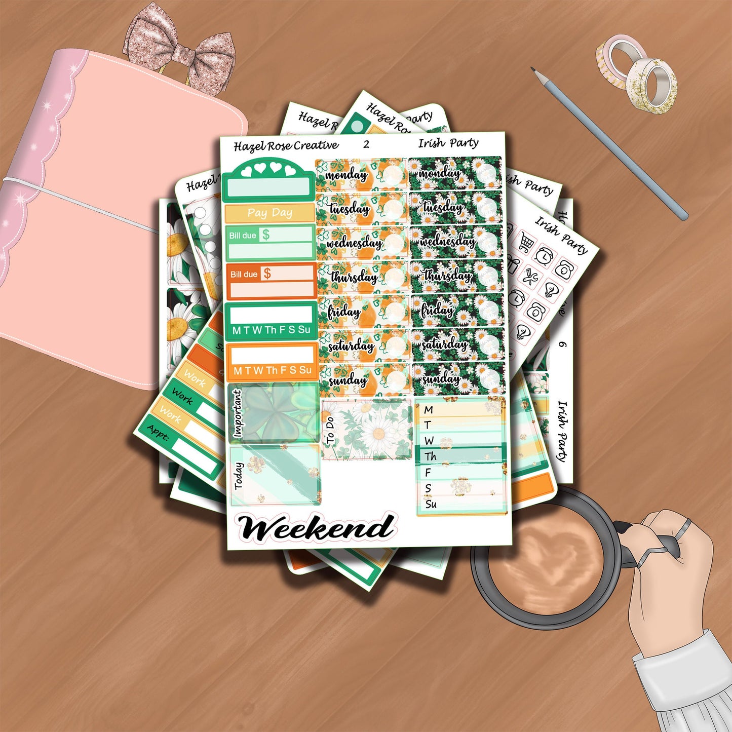 Vertical Weekly Sticker Kit - Irish Luck