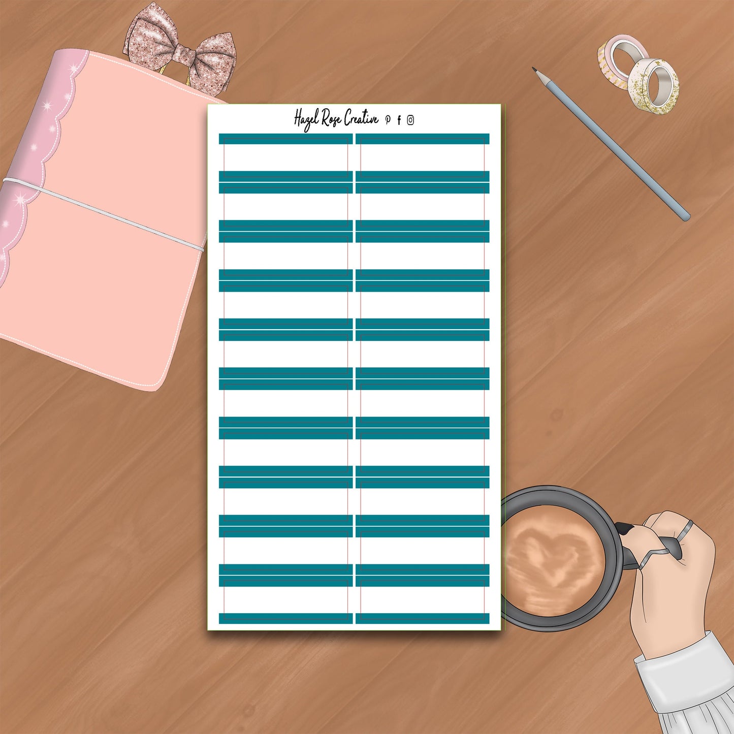 Functional Stickers - Quarter Boxes with white strip