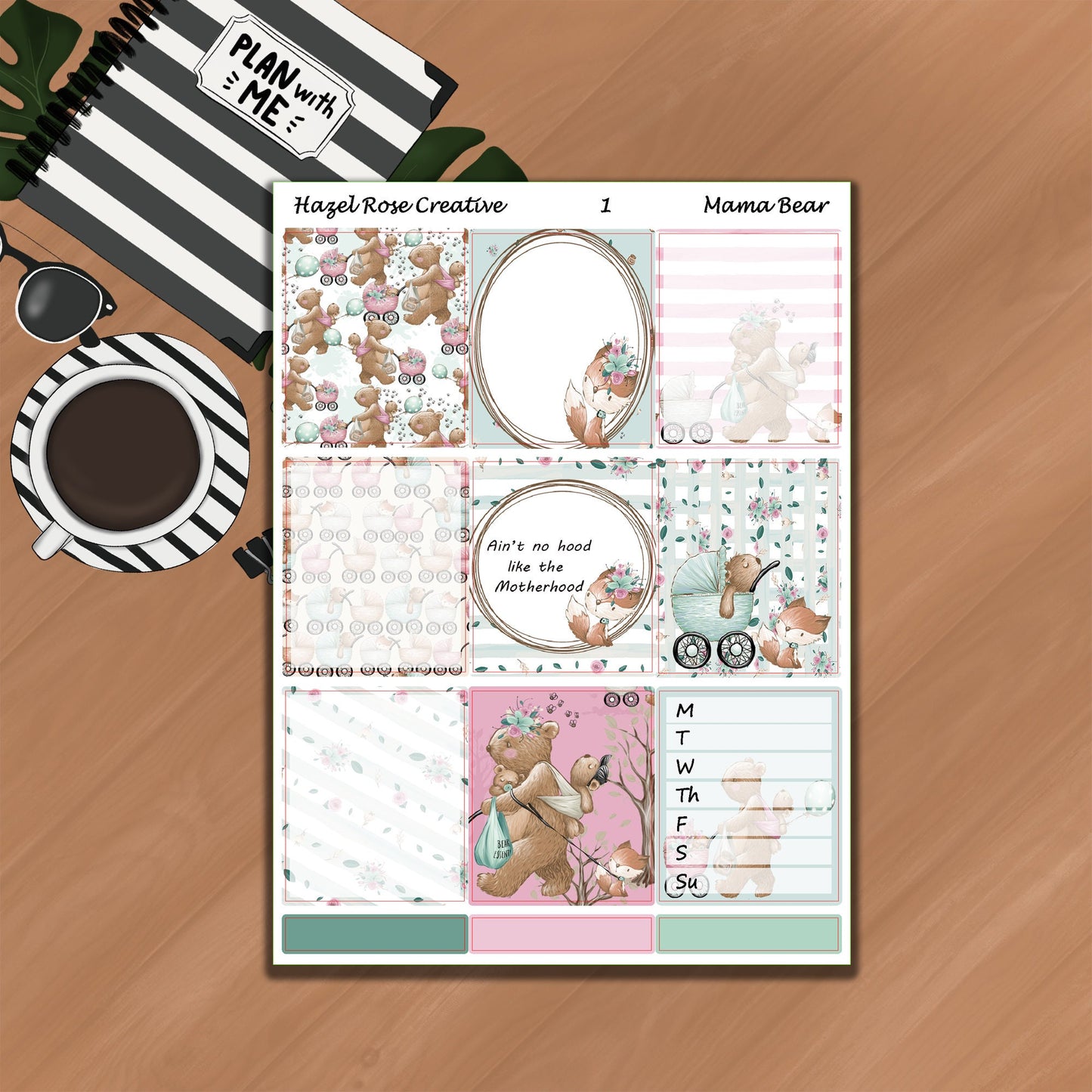 Vertical Weekly Sticker Kit  - Mama Bear