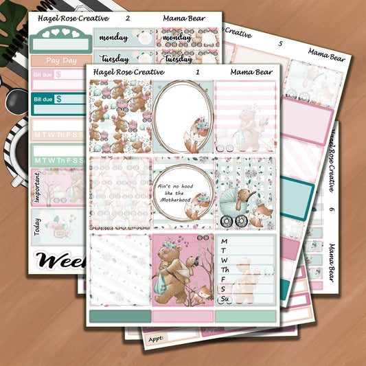 Vertical Weekly Sticker Kit  - Mama Bear