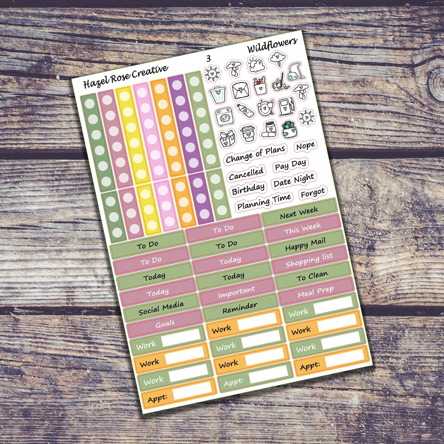 Vertical Weekly Sticker Kit - Wildflowers