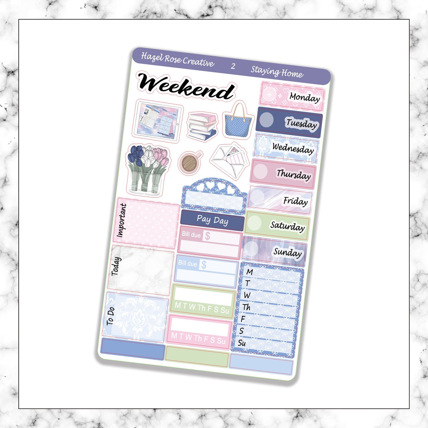 Vertical Weekly Sticker Kit - Staying Home