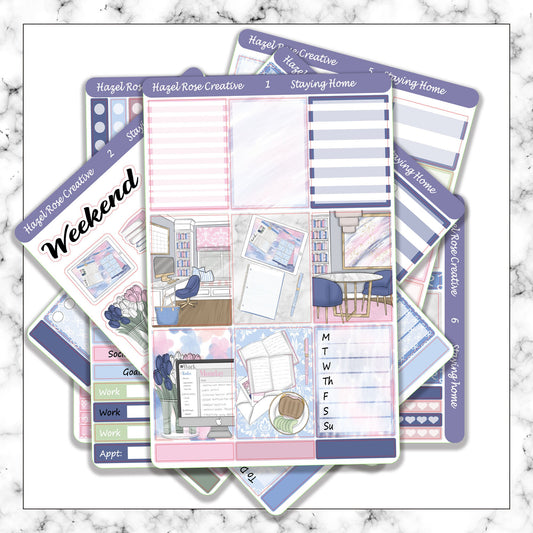 Vertical Weekly Sticker Kit - Staying Home